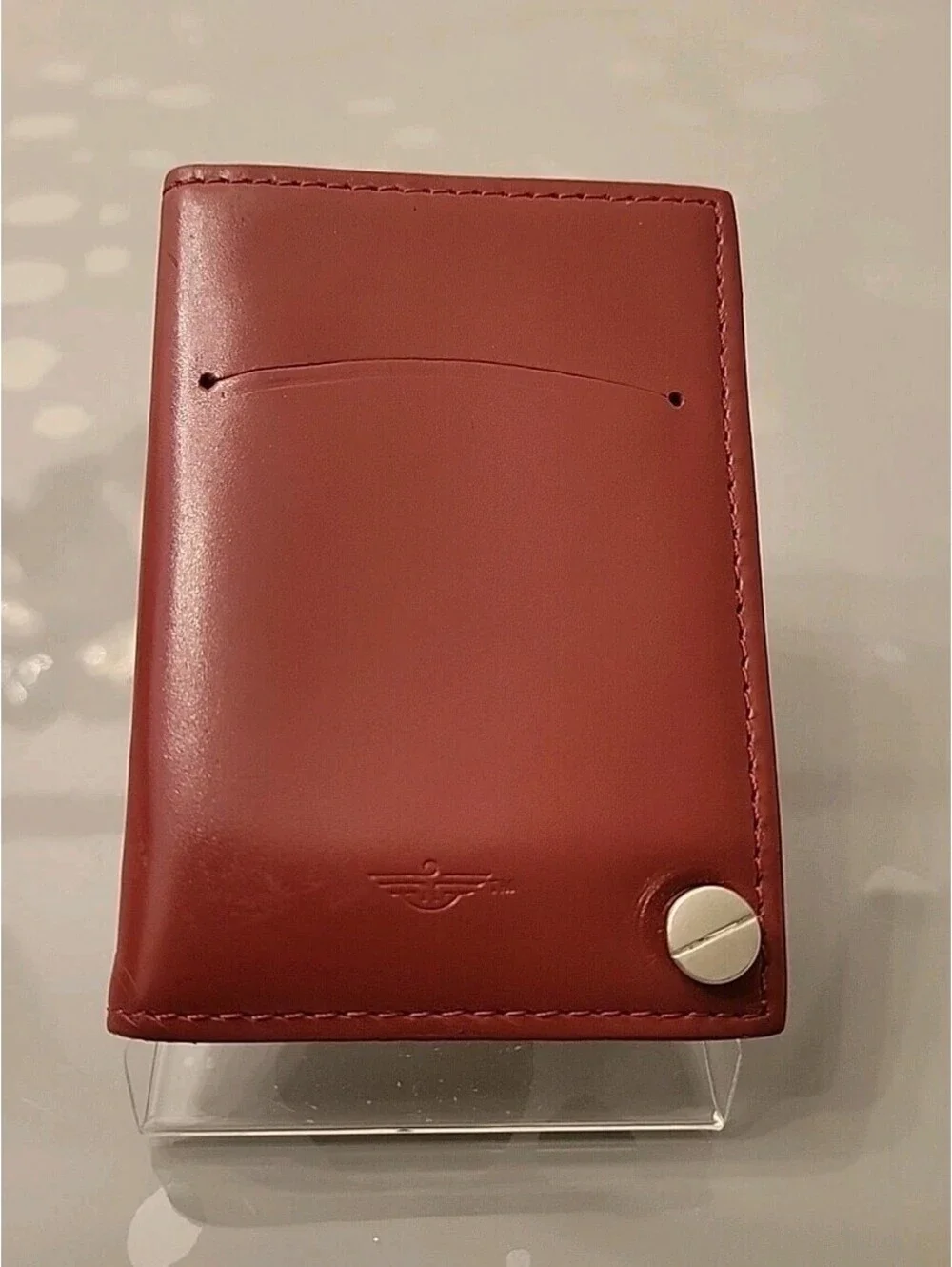 Vintage Dockers Burgundy Genuine Leather Credit Card Photo Holder wallet EUC